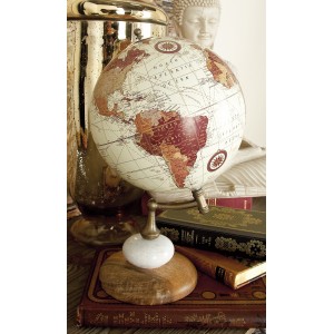 Cole Grey Wood Metal Marble Globe COGR7623